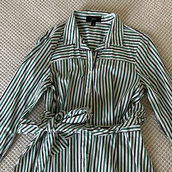 J. Crew Dresses & Skirts - Jcrew striped shirt dress pockets and belt